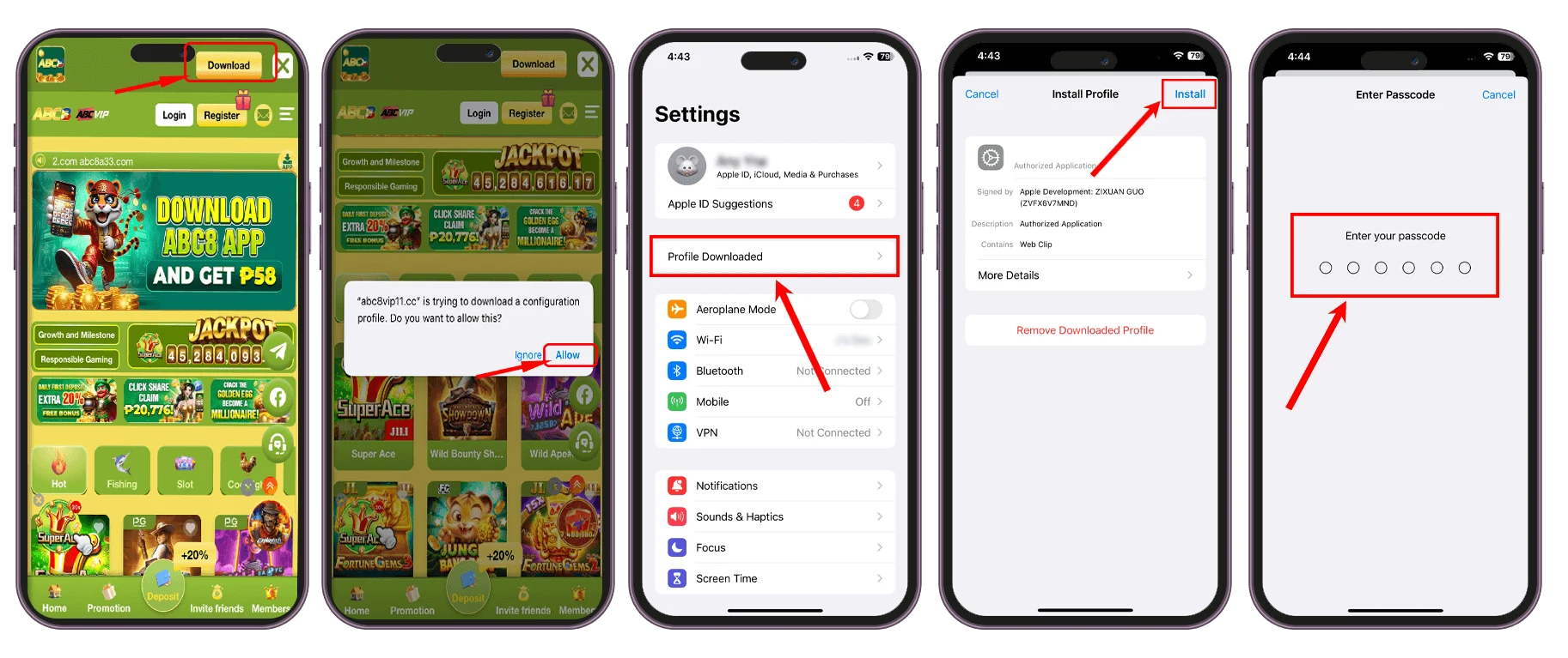 ABC8 iPhone APP profile install steps