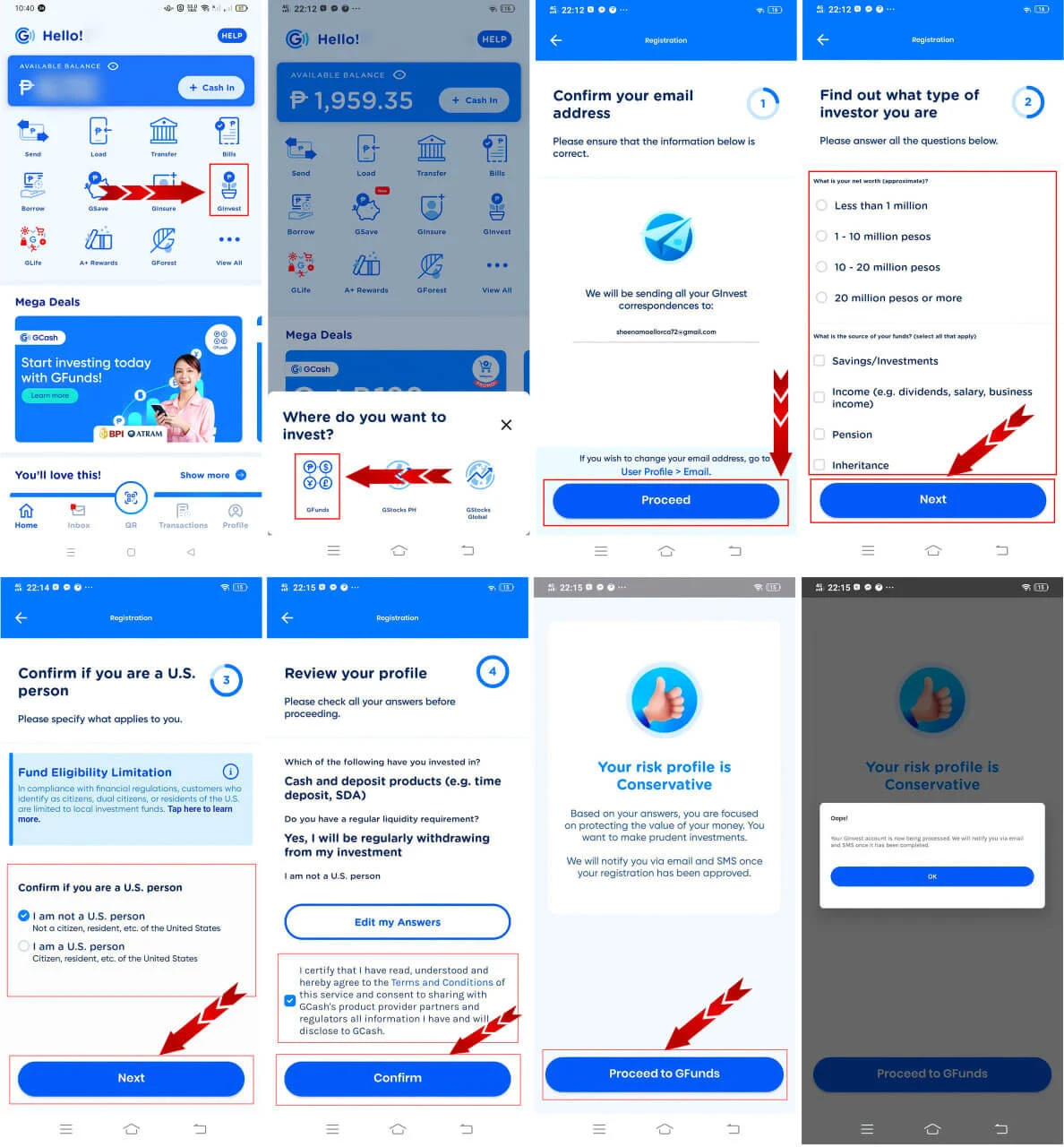 GCash GFunds setup steps for higher monthly limit