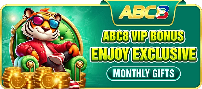 ABC8 VIP levels 1–20 with upgrade bonuses and monthly gifts up to ₱16,888
