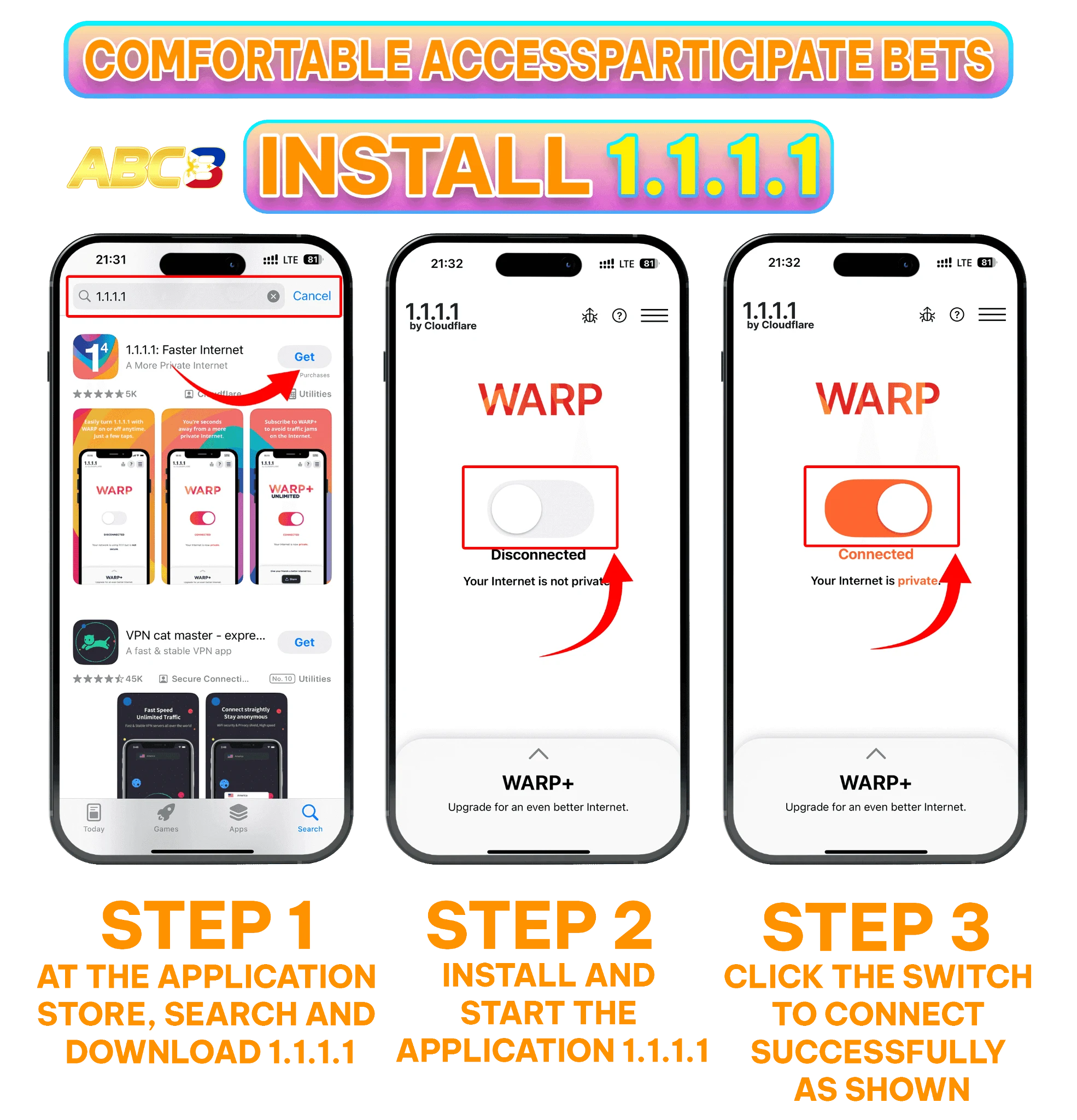 Cloudflare WARP settings steps for ABC8 members